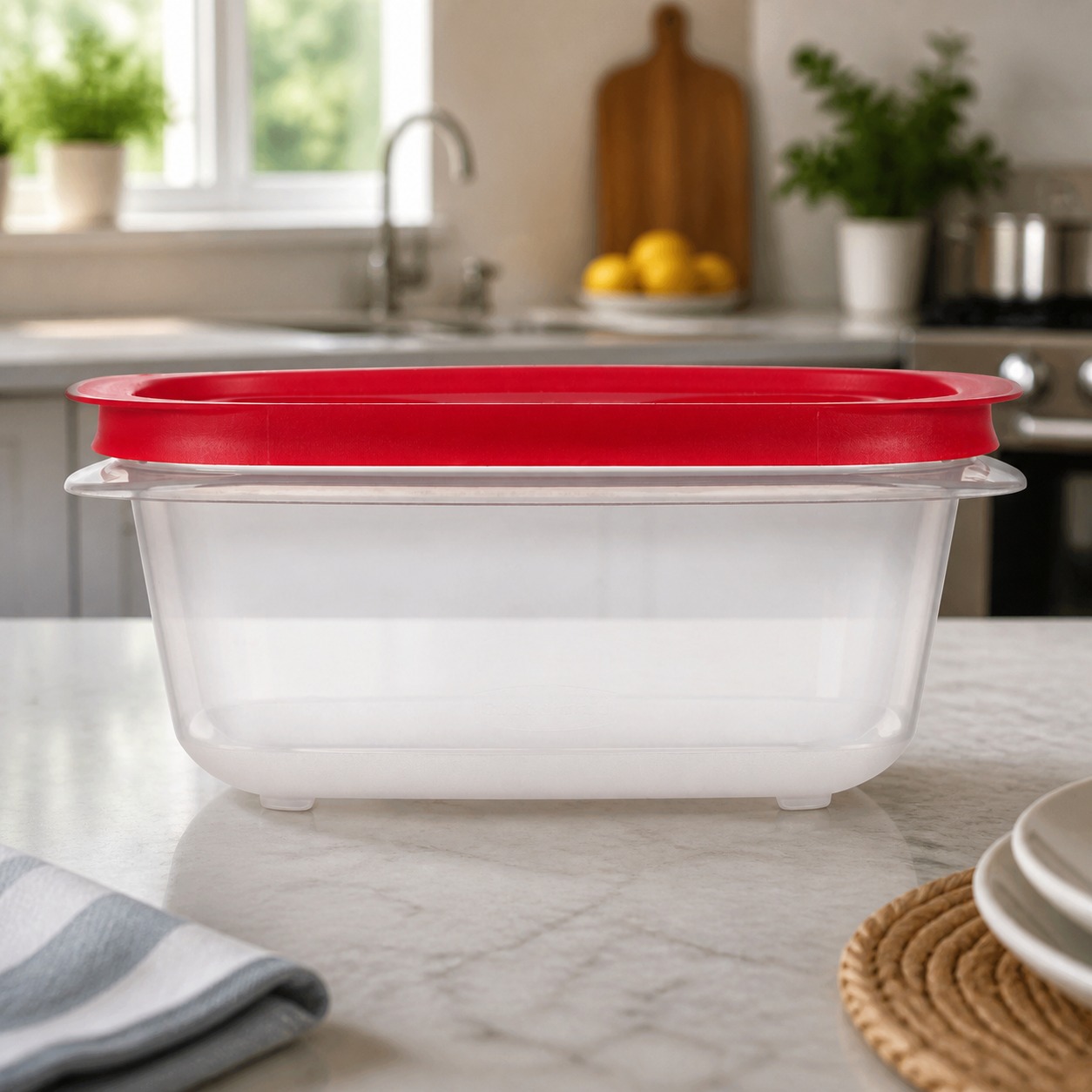 Meal Prep Organizer - Rode rechthoekige voedselopslagcontainer met makkelijk te