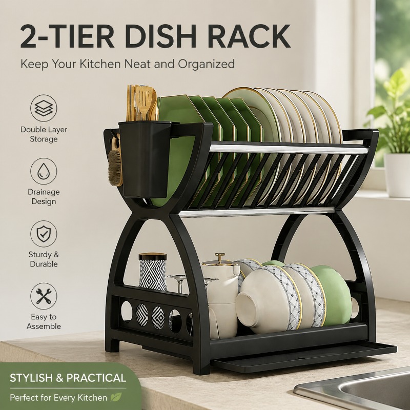 Meal Prep Organizer - 2-laags afdruiprek voor de keuken, met