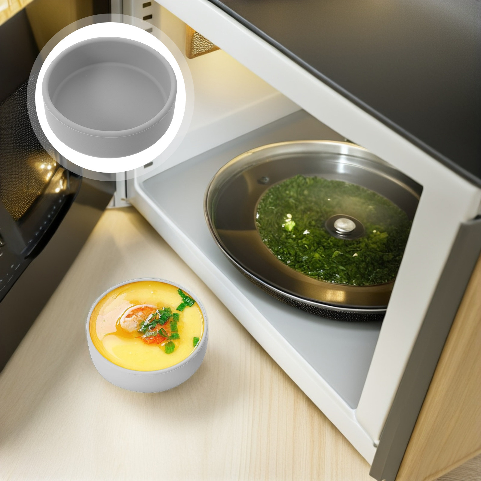 Meal Prep Eggs - 3-delige siliconen airfryer eiervormen, antiaanbak, individuele
