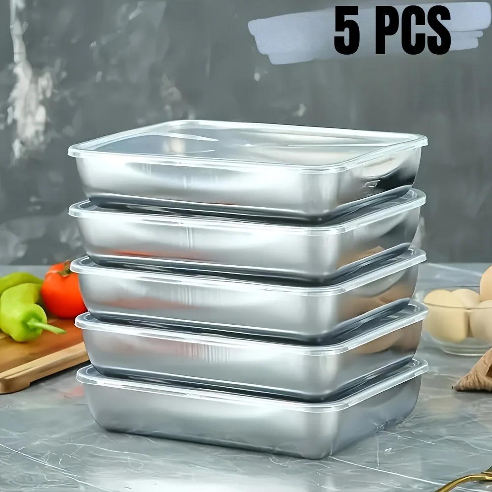 Meal Prep Organizer - 5-delige RVS voedsel bewaardozen, stapelbaar en