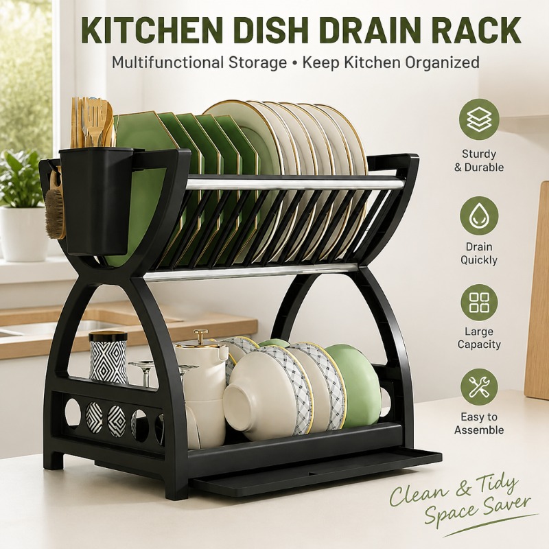 Meal Prep Organizer - 2-laags afwasrek keukenorganizer schaal- en bordopbergrek
