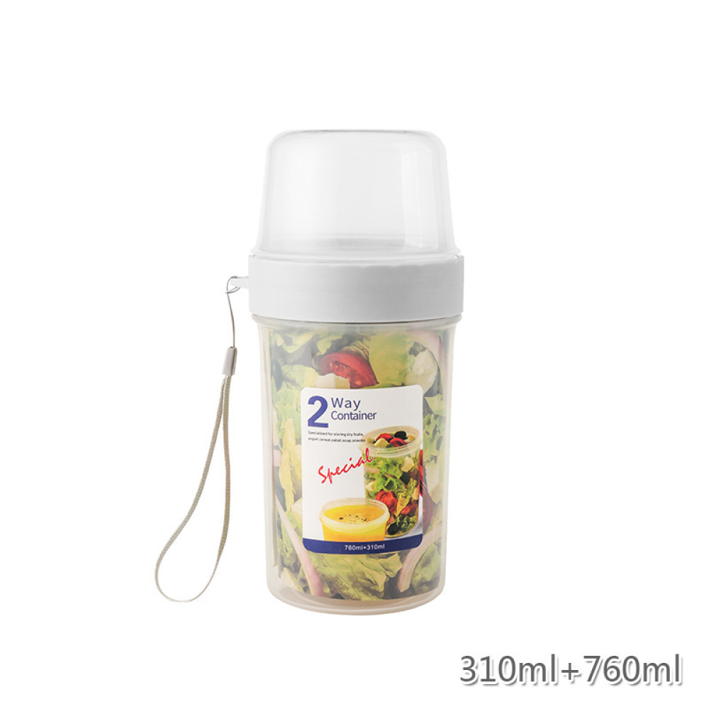 Meal Prep Organizer - Dubbellaagse lekvrije voedselcontainer, draagbare opbergdoos voor