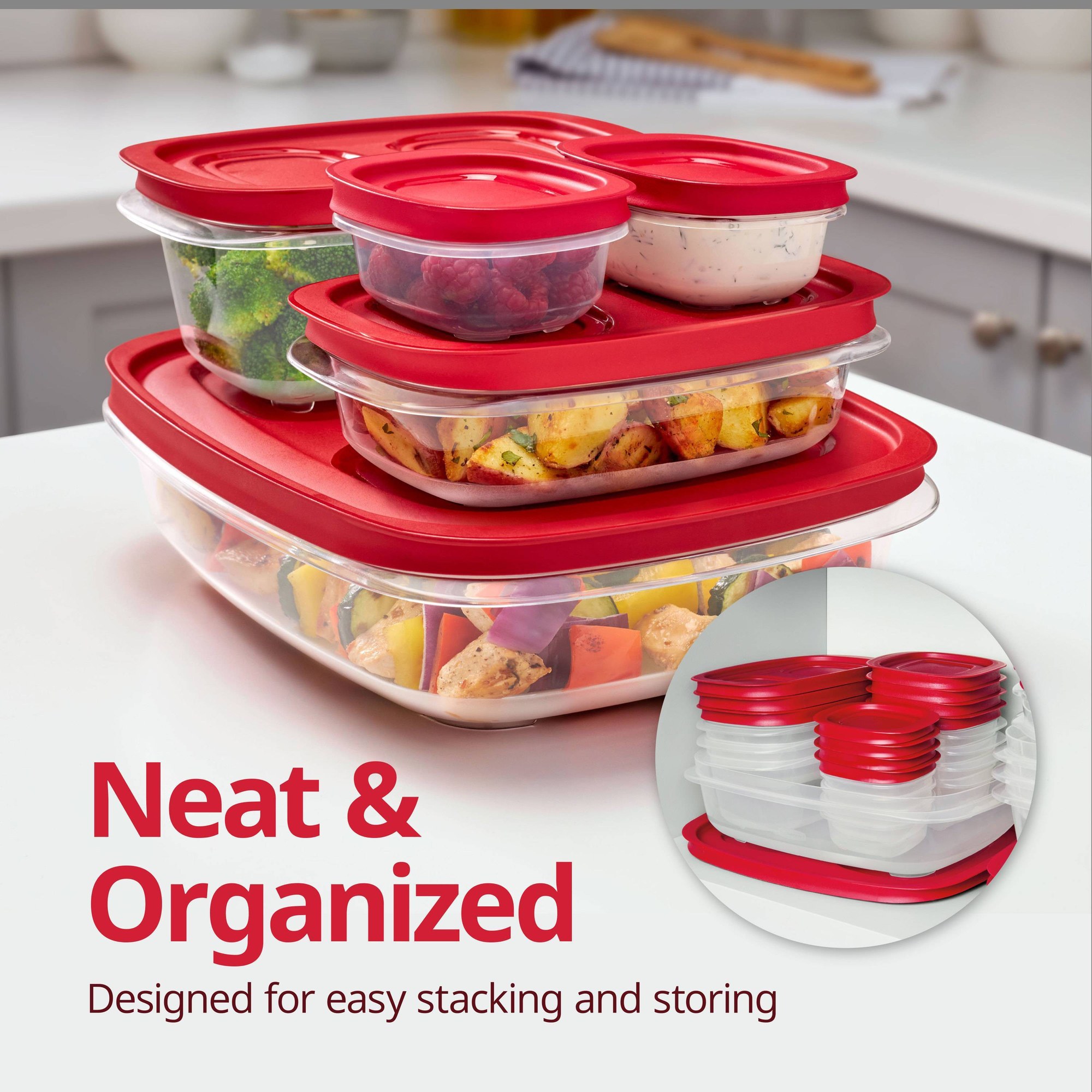Rode rechthoekige voedselopsla - Meal Prep Organizer recensie en prijs